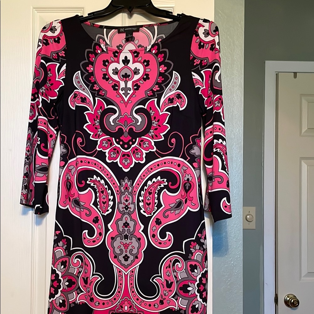 Women's Pink and Black Patterned Dress by INC
